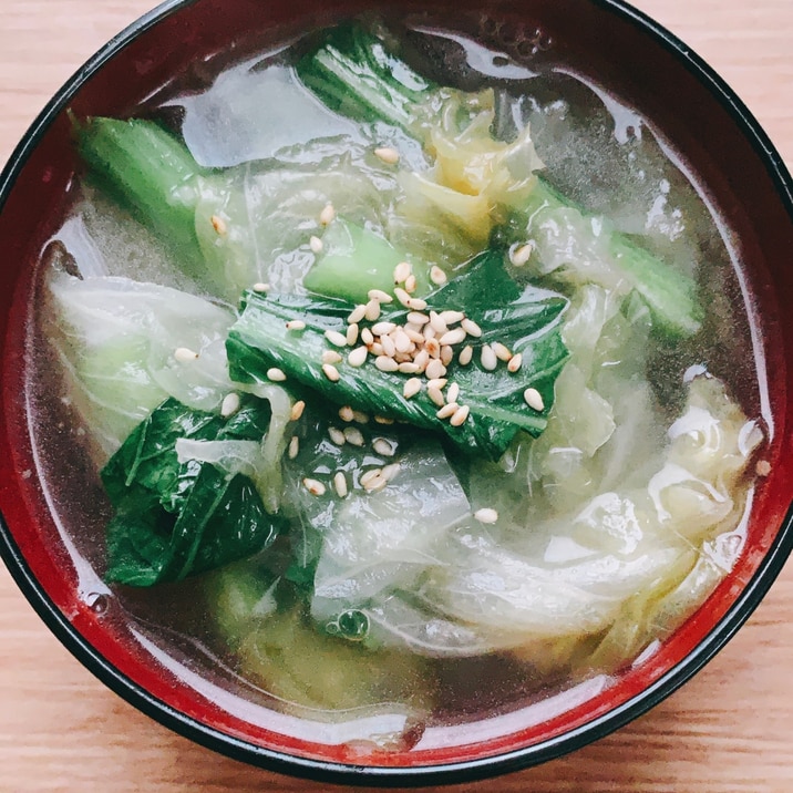 作り置きで便利！レタスと小松菜の生姜春雨スープ